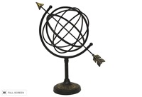 vintage 1960s iron armillary sphere with arrow