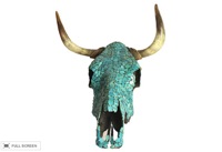 vintage 1960s turquoise steer skull