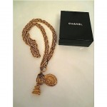 vintage 1980s chanel double chain charm necklace