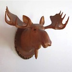 vintage andre dube wood carved moose head z