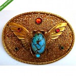 vintage art deco czech winged scarab brooch