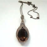 vintage art deco theodor fahrner filigree quartz pendant necklace