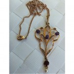 vintage art nouveau amethyst seed pearl necklace