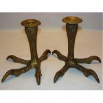 vintage brass claw foot candleholders