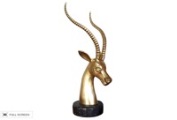 vintage brass gazelle on marble base