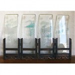 vintage chinese carved glass table screen