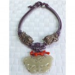 vintage chinese silver coral and jade necklace