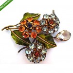 vintage early sandor sterling enamel bouquet brooch