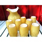 vintage fenton maize pitcher and tumblers