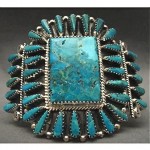 vintage huge silver turquoise bracelet