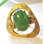 vintage jade and diamond 14k dinner ring