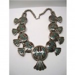 vintage juan silver inlay peyote bird necklace