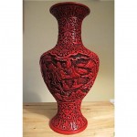 vintage large chinese cinnabar lacquer vase