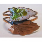 vintage matisse renoir copper enamel leaf bracelet