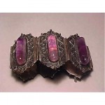 vintage mexican silver and amethyst bracelet