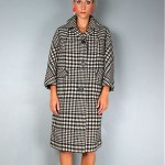 vintage mid-century black and white wool tweed checked=