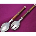 vintage midcentury argenta mexican sterling and bamboo salad servers