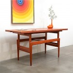 vintage midcentury danish modern teak convertible coffee table console dining table z