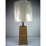 vintage midcentury martz ceramic and wood lamp