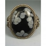 vintage navajo snowflake obsidian silver bracelet