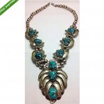 vintage navajo turquoise squash blossom necklace