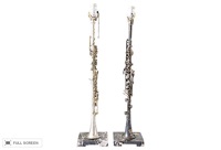 vintage non-matching pair of custom made clarinet lamps