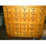 vintage oak library card catalog