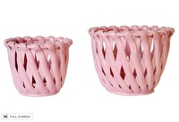 vintage pink italian planters