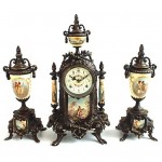 vintage porcelain gilt mantel clock with garnitures