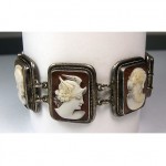 vintage sterling cameo panel bracelet