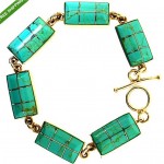 vintage sterling turquoise inlay bracelet