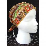 vintage suzy for saks fifth avenue jeweled tapestry turban with original tags attached