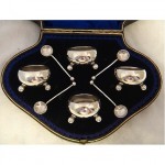 antique 1909 boxed silver salts