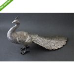 antique 19th century belgian solid silver peacock figure