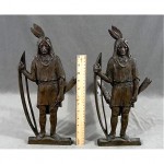 antique american indian bronze andirons