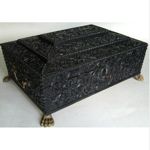 antique anglo indian carved wod sewing box