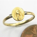 antique c. 1900 french 18k gold diamond madonna ring