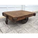 antique lineberry factory mill cart coffee table