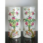 antique pair of 19th century chinese famille rose vases