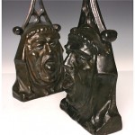 pair of antique 19th century french cast iron figural doorstops z