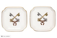 pair of vintage richard ginori italian porcelain trays