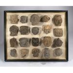 pre-columbian mayan head fragments framed display