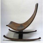 vinatge mid-century danish modern bentwood leather lounge chair rocker z