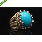 vintage 18k turquoise diamond ring