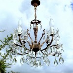 vintage 1930s french brass crystal chandelier