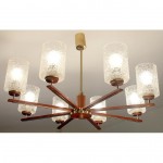 vintage 1960s danish teak and glass chandelier