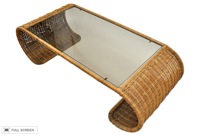 vintage 1960s rattan and glass coffee table
