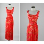 vintage 1980s victor costa ruched maxi dress gown