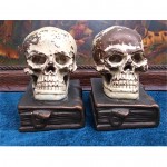 vintage armor bronze skull bookends z