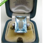 vintage art deco aquamarine diamond cocktail ring